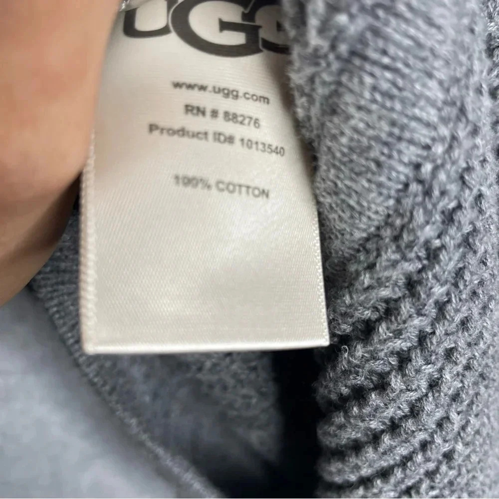 Ugg Shelby Waffle Knit Cotton Gray Cowl Neck Sweater - Picture 9 of 9